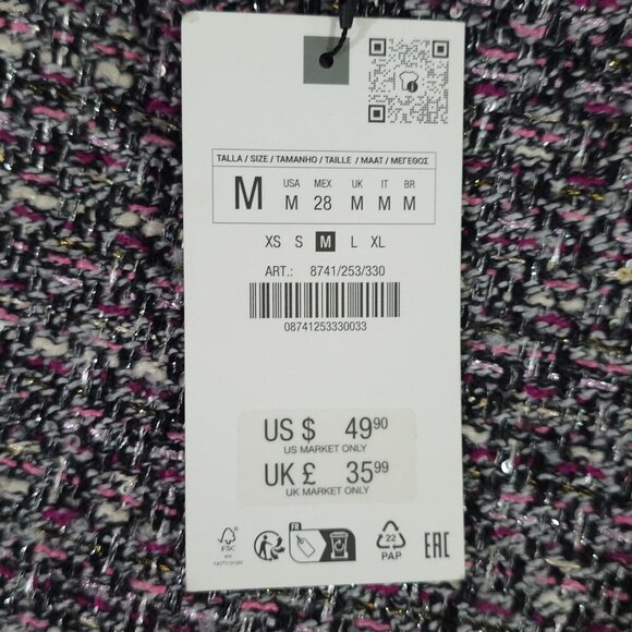 Zara Pink Tweed Mini Dress With Sleeveless Design Square Neckline READ ME - Picture 7 of 11